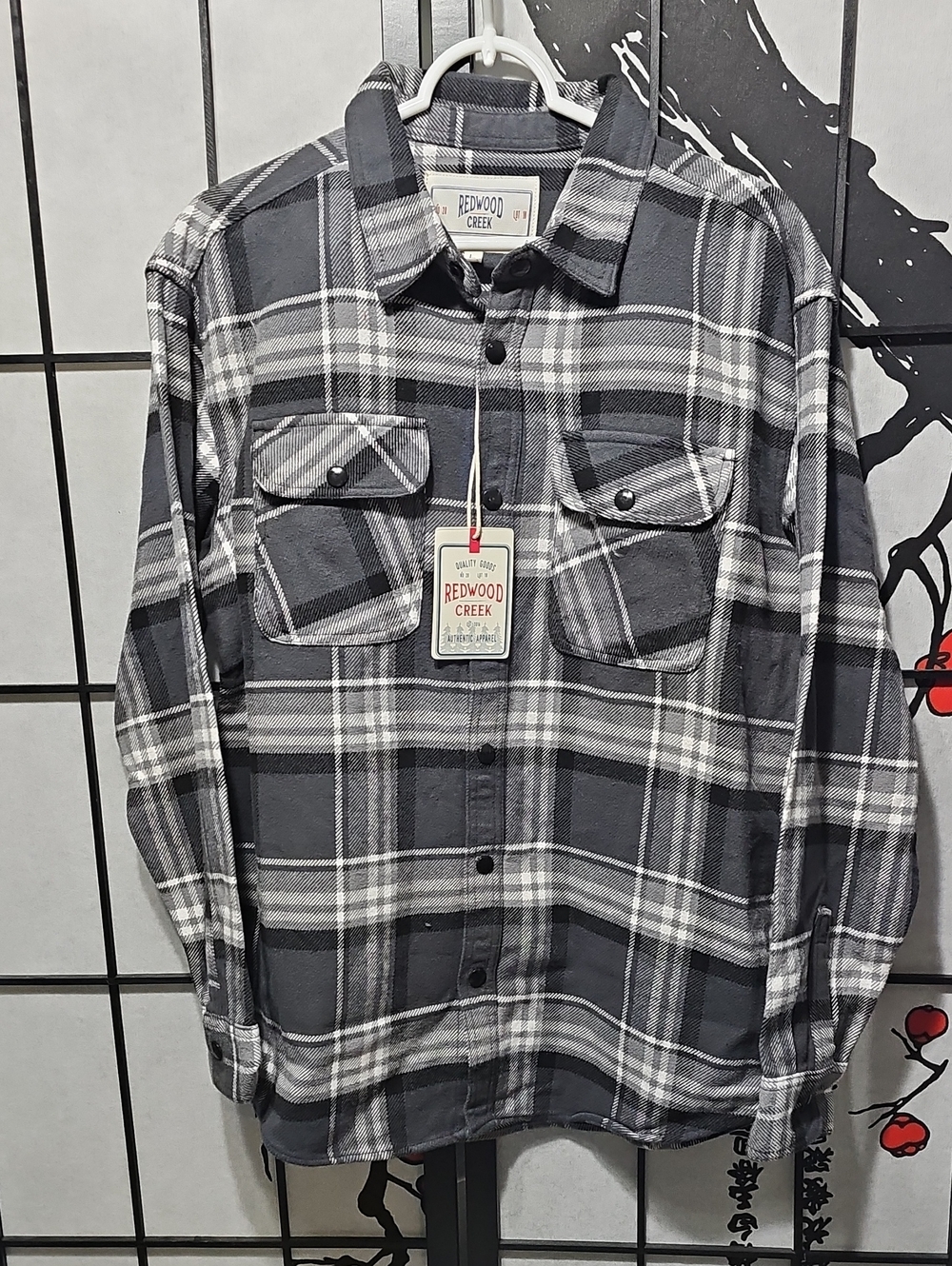 Redwood Creek Plaid Button-Down Shirt Large New